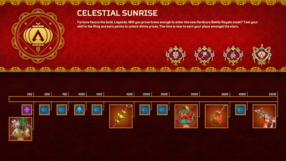 Apex Legends Celestial Sunrise registro de recompensas