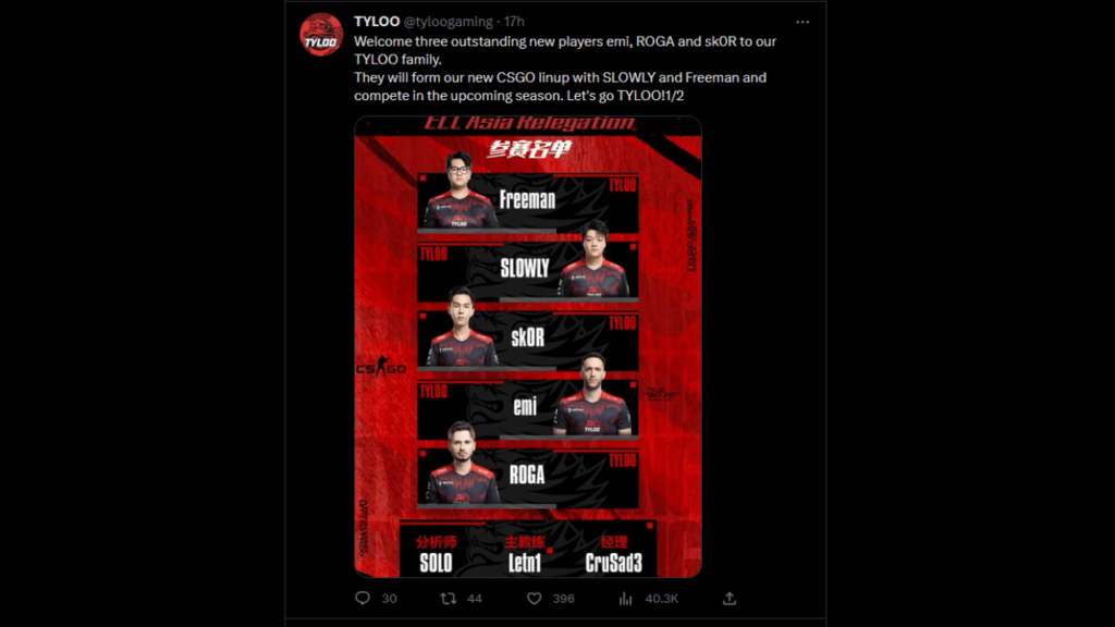 new roster TYLOO