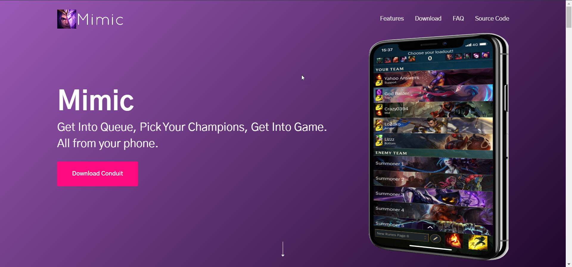 Mimic League of Legends companion app