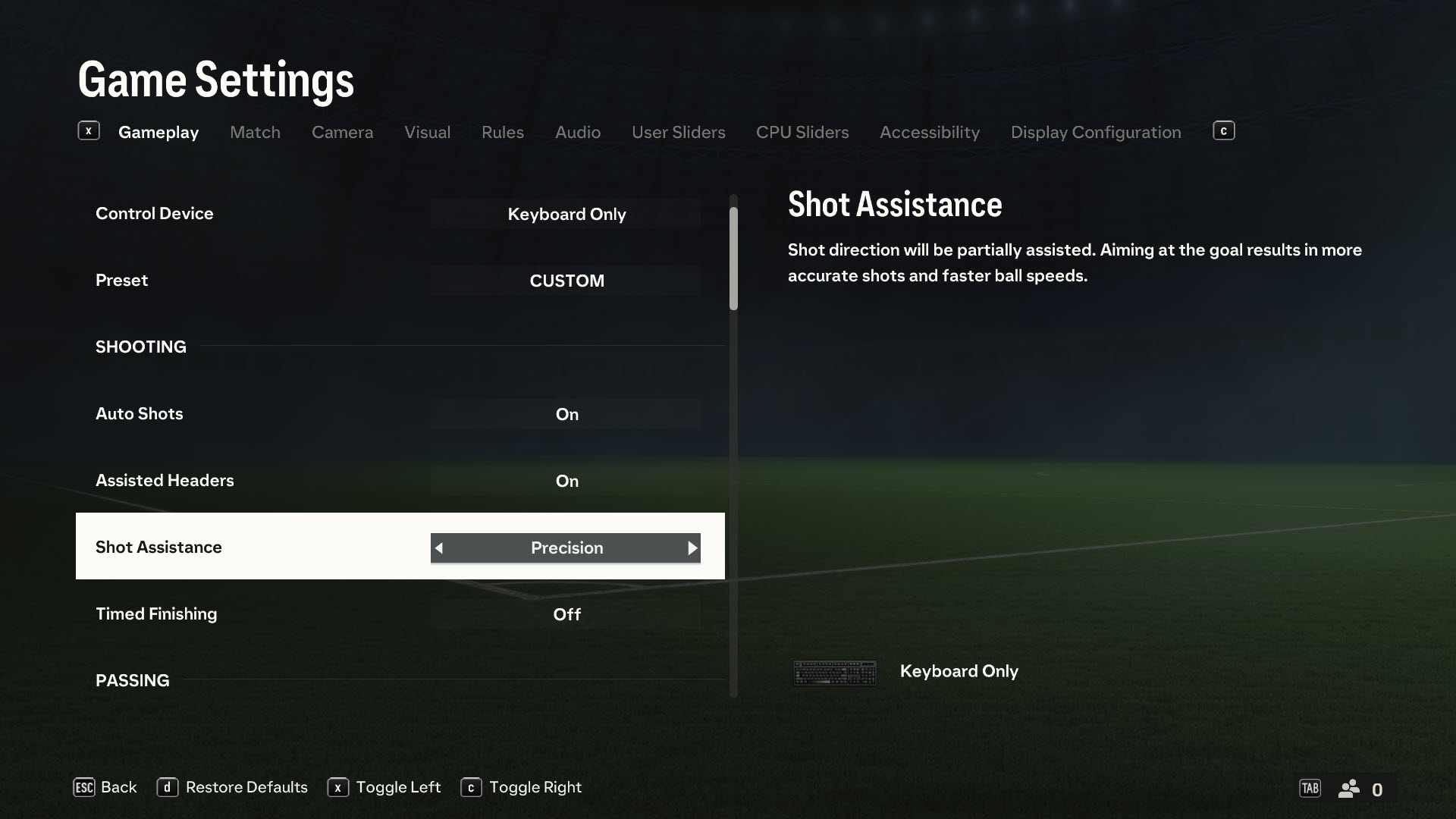 Setting up Precision Shooting in Ea Sports FC 24