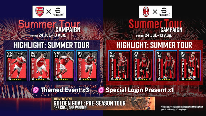 Summer Tour Campaign with AC Milan and Arsenal